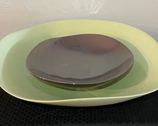 Battocchio Ciotola Green and Platinum 2 pc Bowls