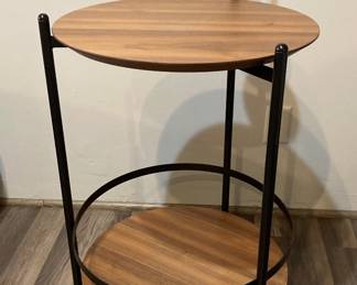 Oblo $675. Food Trolley in Walnut Finish and Black Frame. 22.75” x 17.75” x 35.5”