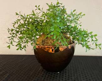 Copper Planter/Bowl with Faux Plant