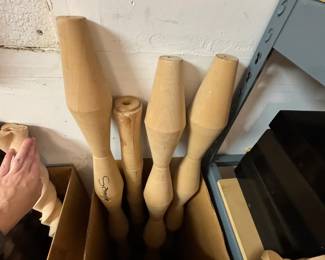 Turned wood floor lamp uprights.
