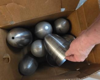 Spun steel half egg shapes.