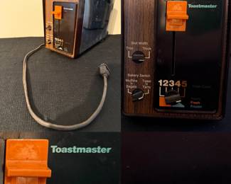 Vintage 1970s TOASTMASTER 4-Slice Toaster Chrome With simulated Woodgrain accent