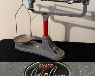 Classic Red Vintage Cent O Gram 311 Gram Ohaus Triple Beam Balance Scale