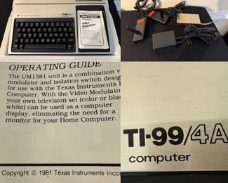 , vintage 1981 Texas Instruments TI-99/4A home computer console & Joy Sticks