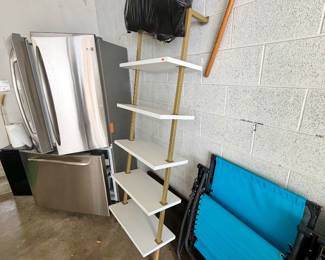 Slanted wall shelving.
