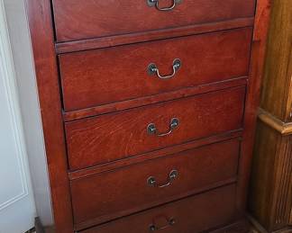 Louis Philippe Cherry Finish 5-Drawer Chest