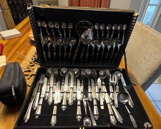 Silver Plated Flatware Set "Enchanted Rose" Pattern in Case