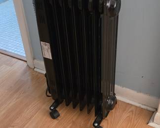 Black Oil-Filled Radiator Heater with Wheels