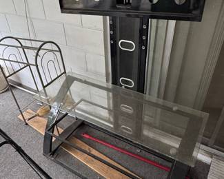 Z-Line Designs Black Metal and Glass TV Stand with Mount