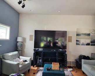 NICE ABBYSON LIVING ROOM SET AND 85" TV WITH SOUND BAR