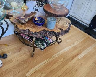 BURL WOOD TABLE AND MORE