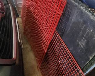 Red large (metal) storage bin - shown as folded up
