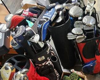 golf clubs, bags, etc