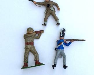 Vintage Hand-Painted Military Miniature Trio: Rare Napoleonic French Grenadier & GIs