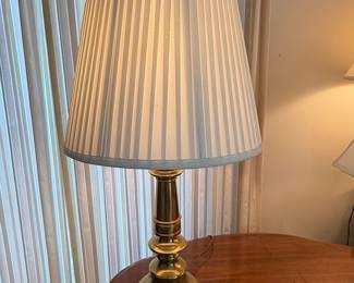 Vintage Stiffel Brass Table Lamp with Pleated Shade