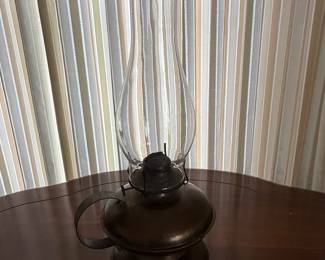 Vintage Oil Lamp with Glass Chimney