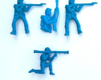 Vintage Blue Civil War Union Soldiers Lot with Rare Cavalry Horse Riders & Bazooka Operator