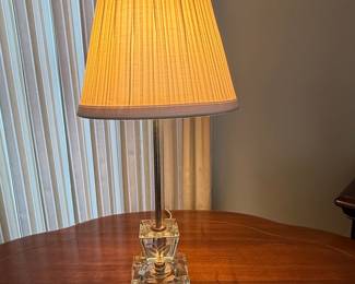 Crystal and Brass Table Lamp with Pleated Shade