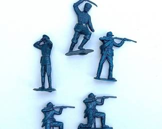 Vintage MPC Marked Military Figures Lot: Gray & Brown Historical Infantry with Jagged Bases