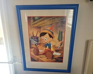 Vintage 1993 Disney Pinocchio Exclusive Commemorative Lithograph Framed Art Print
