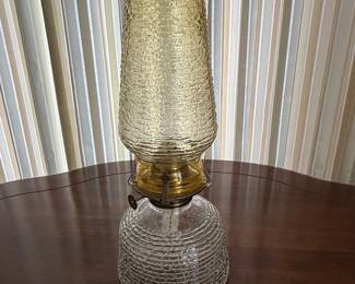 Vintage Anchor Hocking Amber Glass Oil Lamp