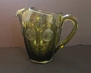Fostoria Olive Green Coin Glass Pitcher