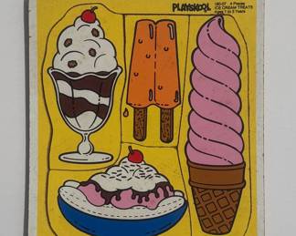 Vintage Playskool Ice Cream Treats Frame Tray Puzzle 180-07