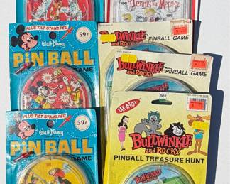 Vintage Handheld Pinball Games Collection (Disney, Dennis the Menace, Bullwinkle & Rocky)