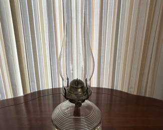 Vintage Kaadan Ltd. Diamond Block Pattern Glass Oil Lamp