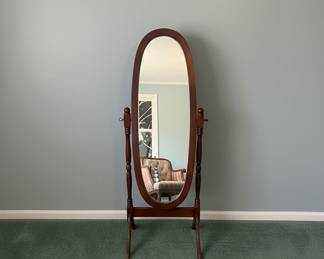 Oval Cheval Mirror - Cherry Finish