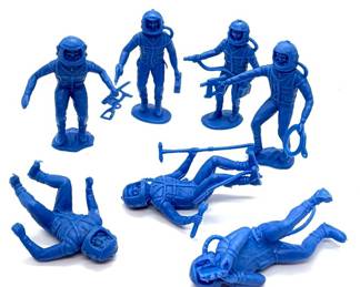 Vintage Marx Spacemen Blue - Complete Set of 7 Poses