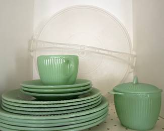 Vintage Fire King Jadeite Jane Ray Dinnerware Set