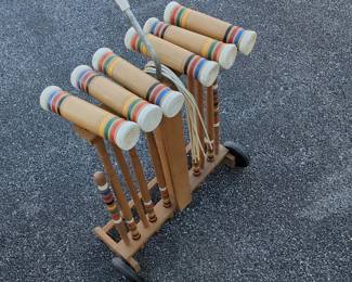 Vintage Forster Croquet Set with Wheeled Cart