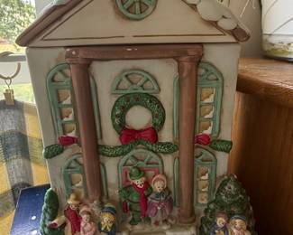 Vintage Christmas Village Cookie Jar