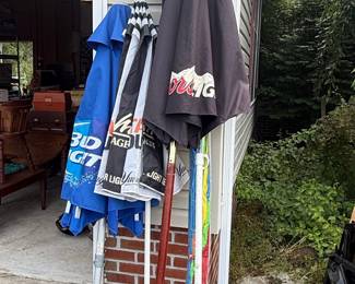 Vintage Coors Light and Bud Light Branded Patio Umbrellas