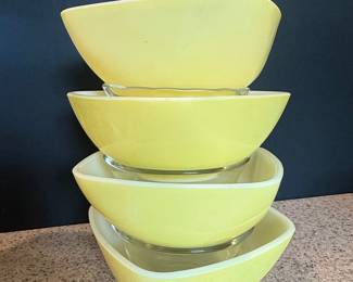 Vintage Pyrex Yellow Square Hostess Bowls