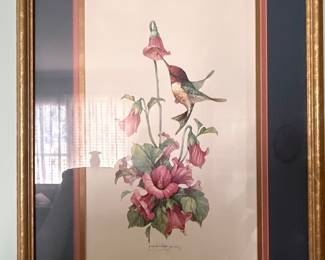Carolyn Shores Wright Hummingbird and Flower Print - Signed 1995