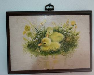 Vintage "Giordano" Duckling Painting