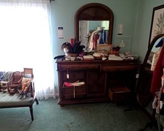 Vintage Walnut Bedroom Set with Mirror