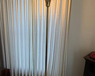 Vintage Art Deco Fan-Shaped Frosted Glass Torchiere Floor Lamp