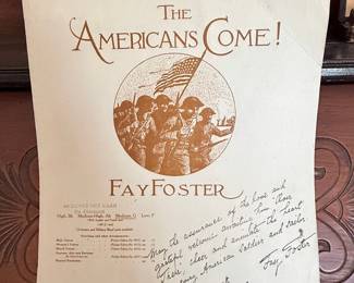 The Americans Come! Original 1918 Sheet Music Signed Fay Foster