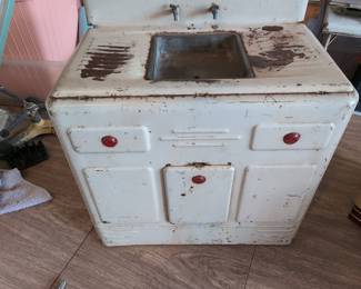 Vintage Toy Metal Washstand with Faucet