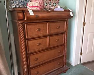 Vintage Tommy Bahama Style Wicker and Wood Dresser