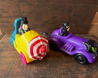 1991 McDonald's Happy Meal Batman Returns Penguin and Catwoman Toy Cars