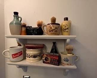 Vintage Shaving Collectibles Display with Seaforth! and Gillette Items
