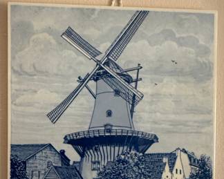 Vintage Delft Blue "Windlust" Wassenaar Windmill Tile