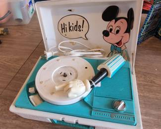 Vintage General Electric Mickey Mouse Portable Record Player