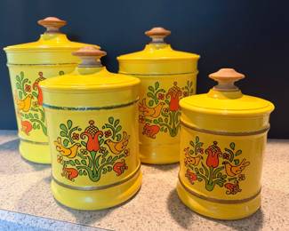 Vintage Ransburg Folk Art Style Canister Set