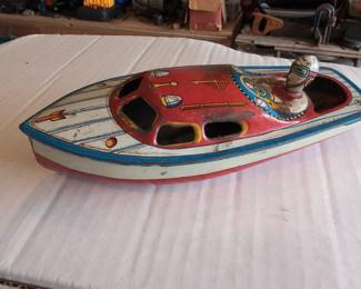 Vintage Tin Toy Speedboat - T. Cohn