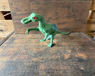 Vintage Green Velociraptor Dinosaur Toy
